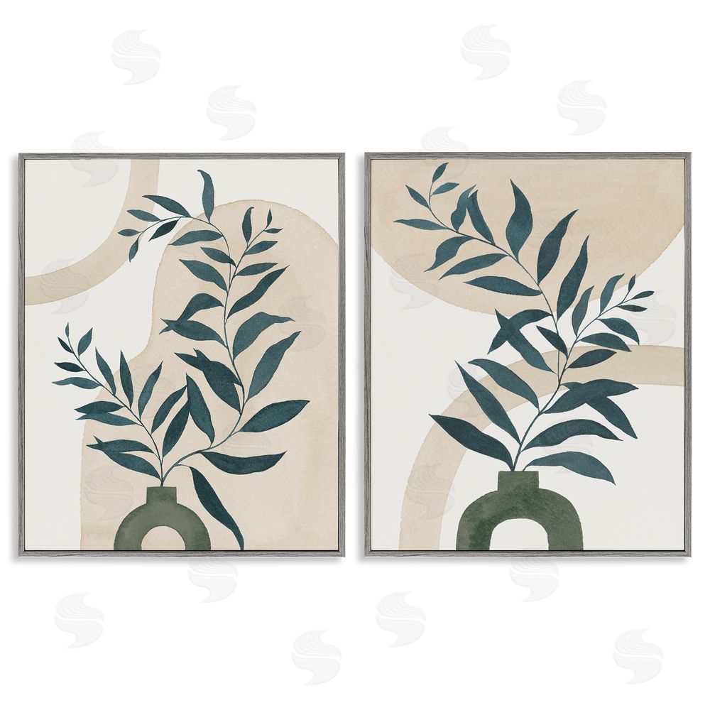Grace Popp Nordic Herb Vase Shapes Gray Framed Giclee Wall Art Print