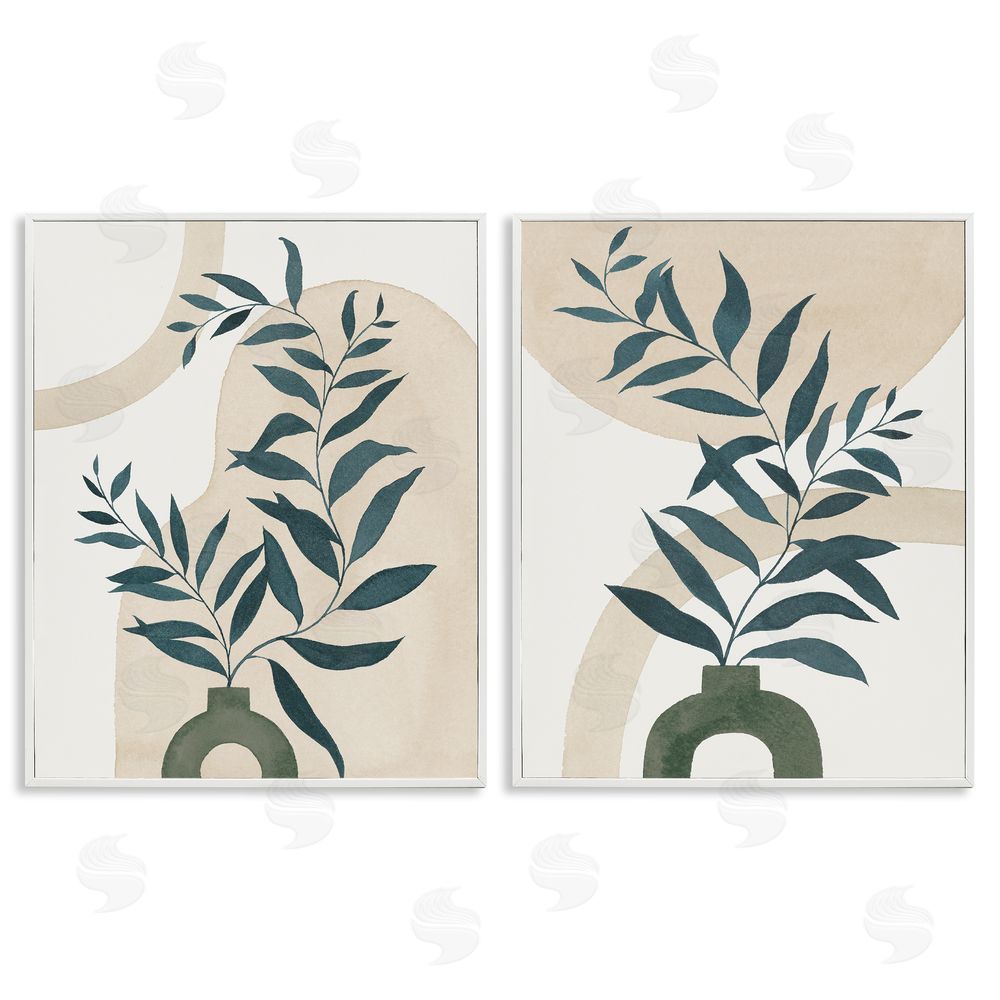 Grace Popp Nordic Herb Vase Shapes White Framed Giclee Wall Art Print