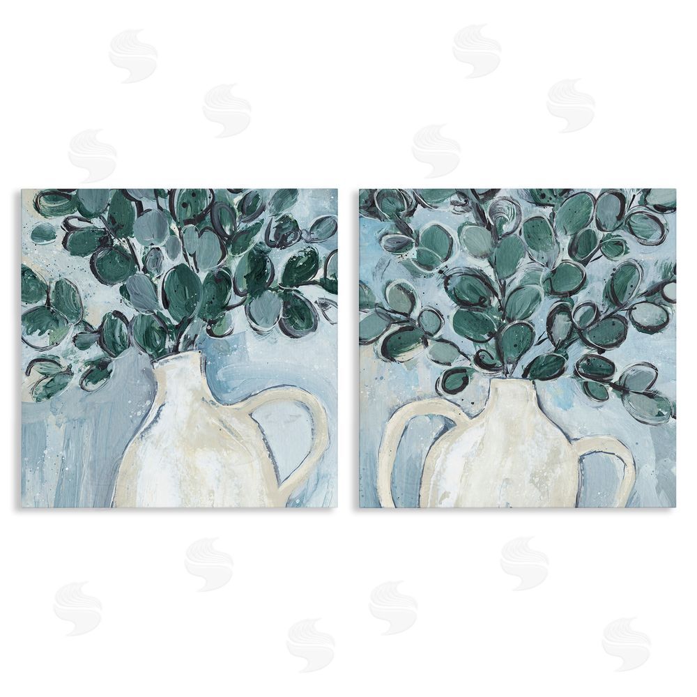 Annie Warren Contemporary Eucalyptus Herb Vase Canvas Wall Art Print