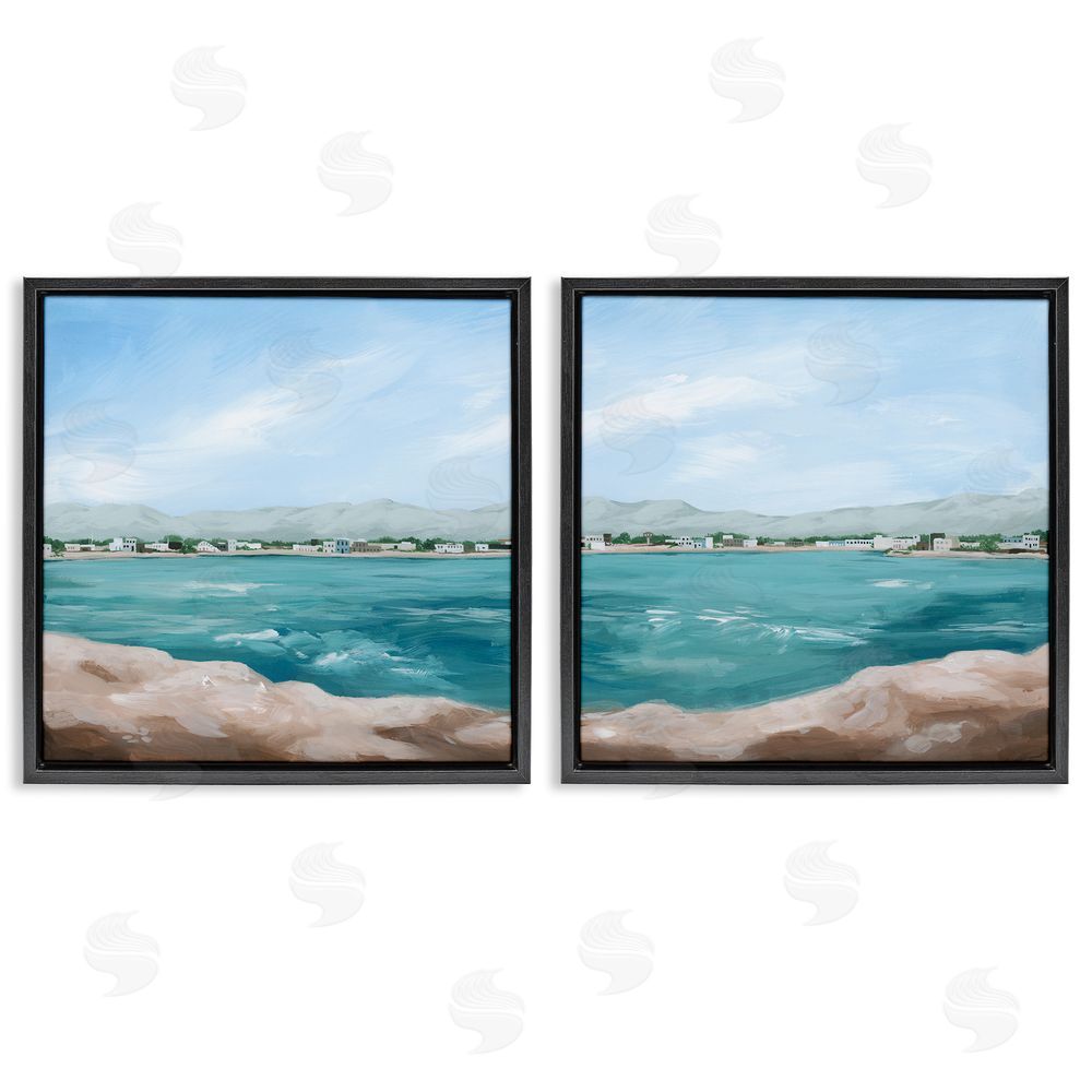 Grace Popp Rocky Coastal Ocean Waves Black Floating Frame Canvas Wall Art Print