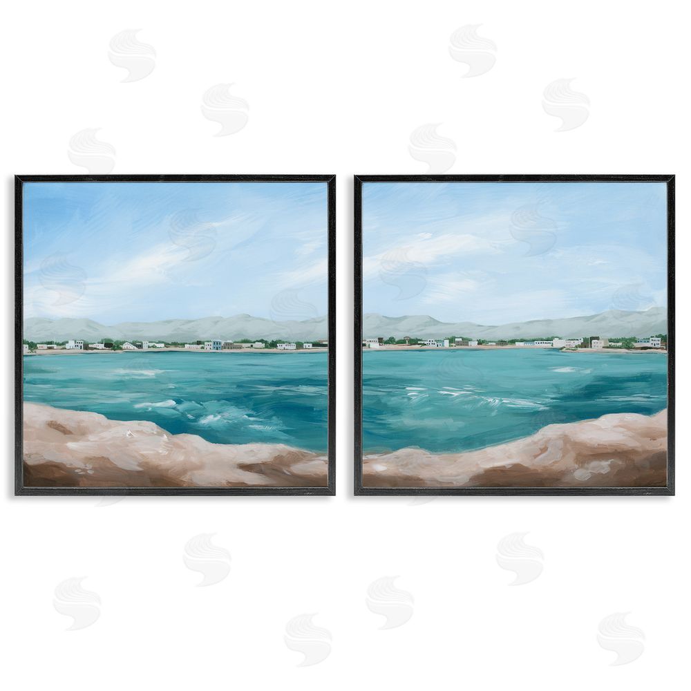 Grace Popp Rocky Coastal Ocean Waves Black Framed Giclee Wall Art Print