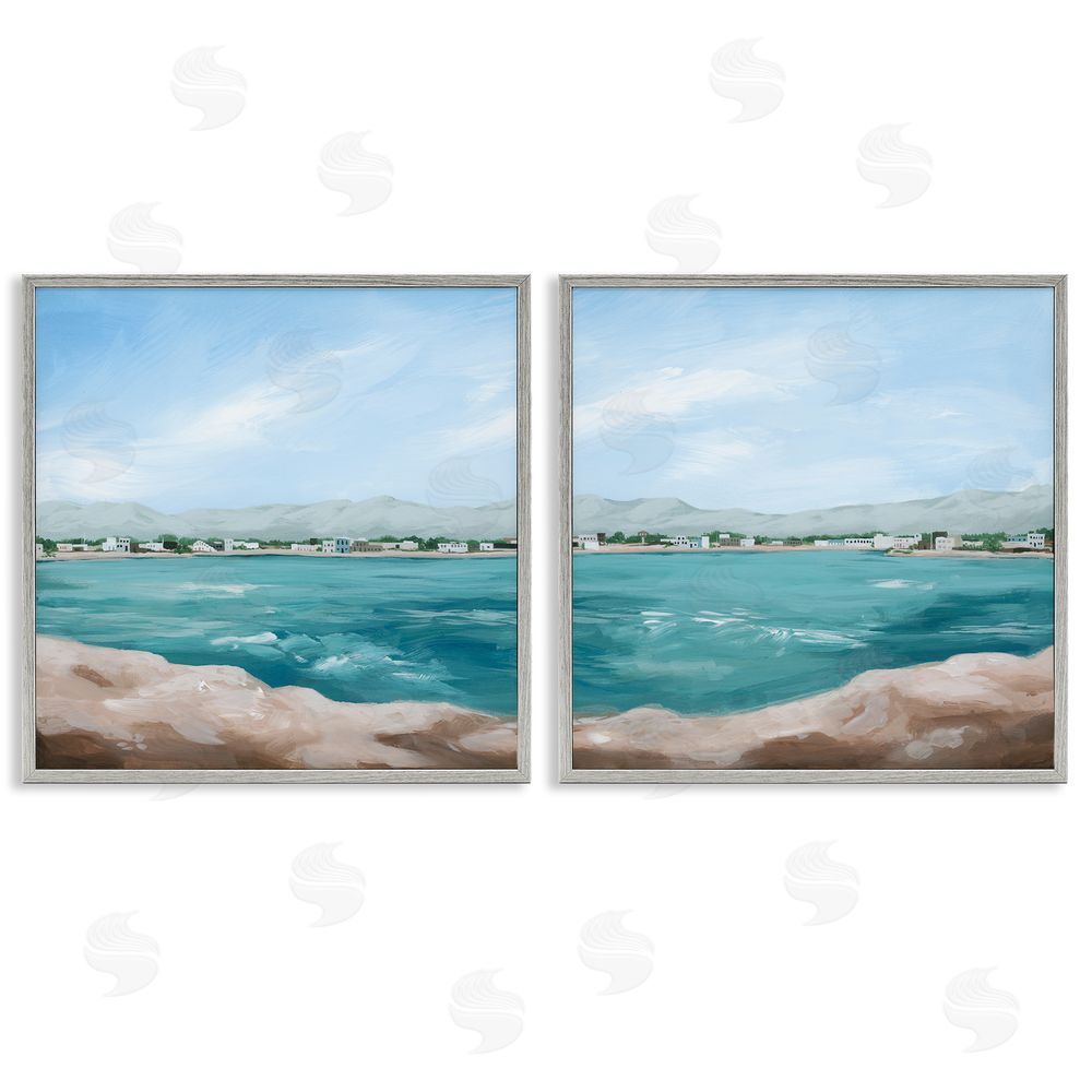 Grace Popp Rocky Coastal Ocean Waves Gray Framed Giclee Wall Art Print