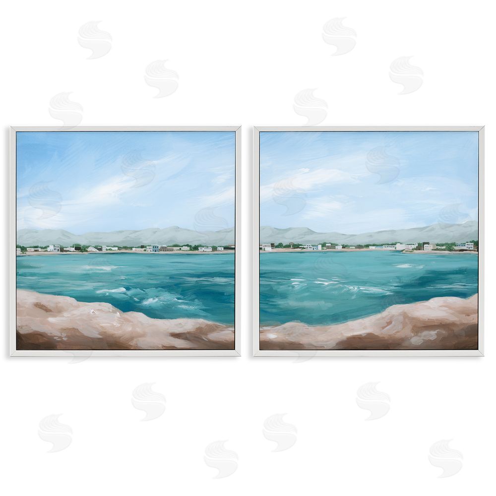 Grace Popp Rocky Coastal Ocean Waves White Framed Giclee Wall Art Print