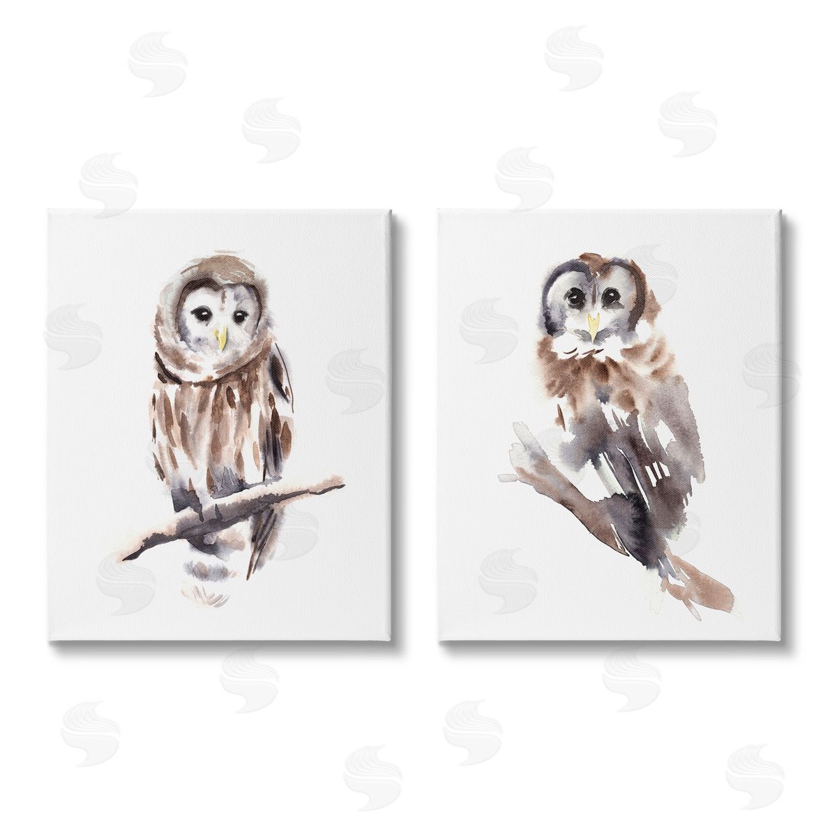 Annie Warren Perched Owl Wildlife Portrait Canvas Wall Art Print