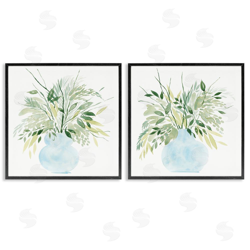 Grace Popp Herbal Plants Watercolor Vase Black Framed Giclee Wall Art Print