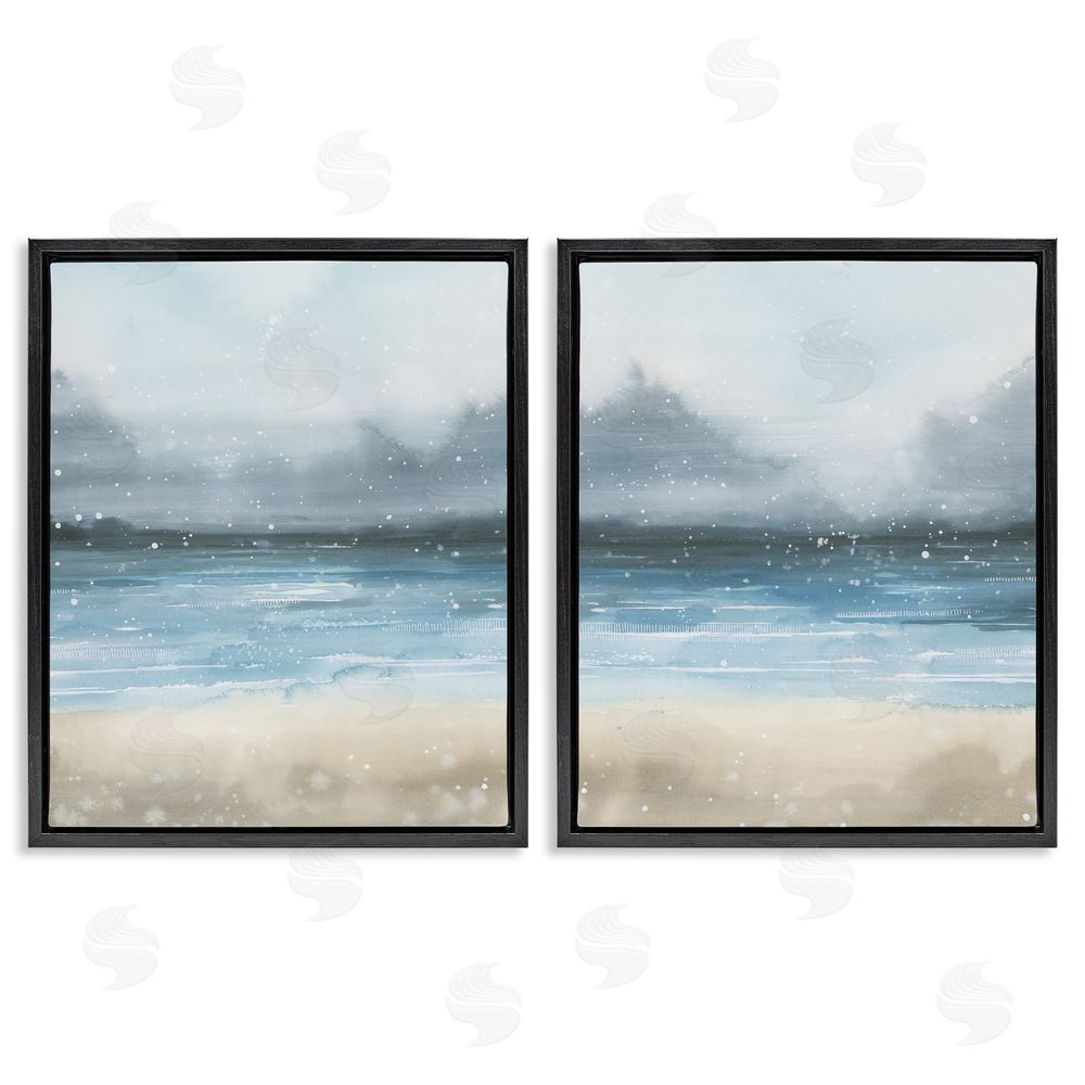 Grace Popp Stormy Coastal Ocean Waves Black Floating Frame Canvas Wall Art Print