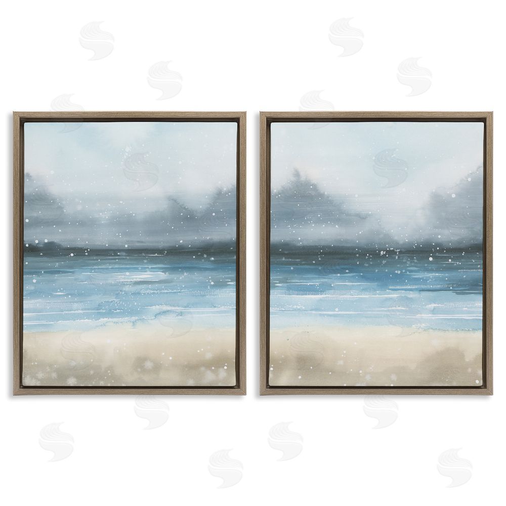 Grace Popp Stormy Coastal Ocean Waves Brown Floating Frame Canvas Wall Art Print