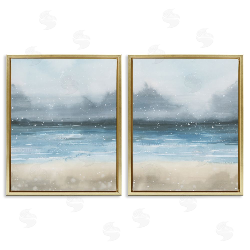 Grace Popp Stormy Coastal Ocean Waves Gold Floating Frame Canvas Wall Art Print