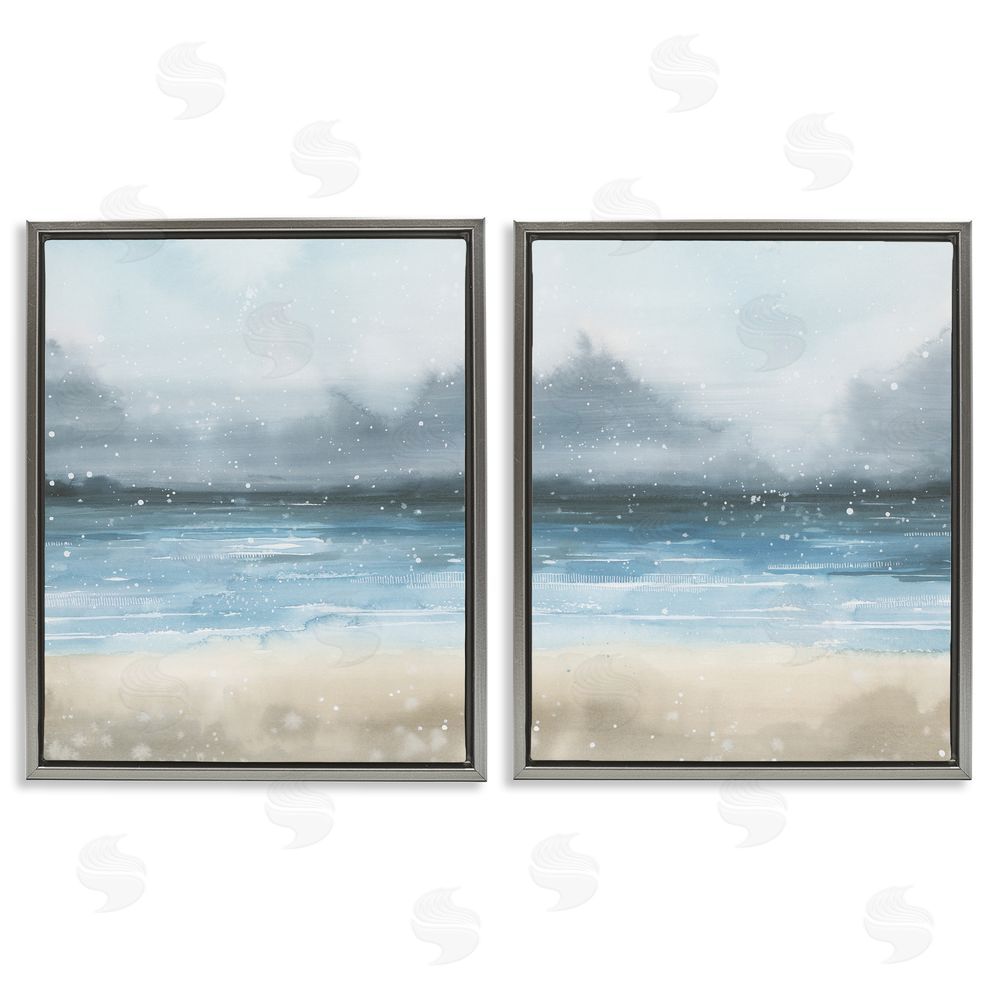 Grace Popp Stormy Coastal Ocean Waves Gray Floating Frame Canvas Wall Art Print