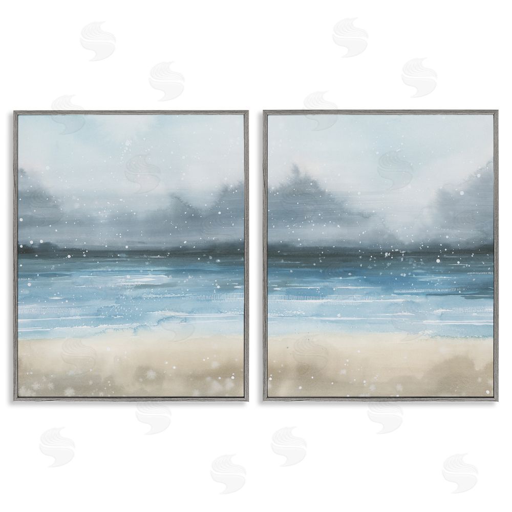Grace Popp Stormy Coastal Ocean Waves Gray Framed Giclee Wall Art Print