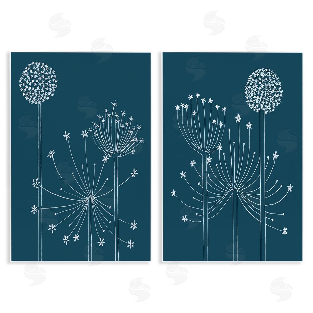 Alicia Longley Blooming Dandelions Line Drawing Wooden Wall Plaque Art Print