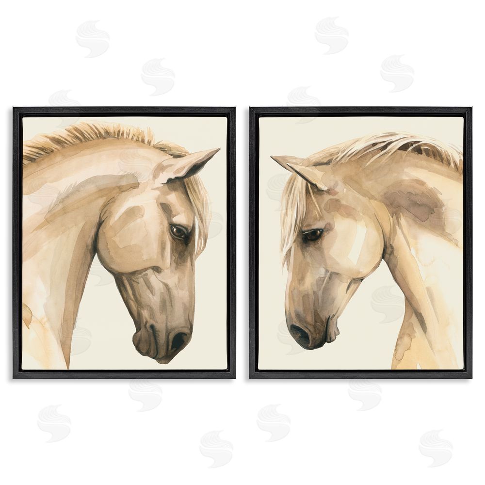 Grace Popp Stoic Farm Horse Portrait Black Floating Frame Canvas Wall Art Print