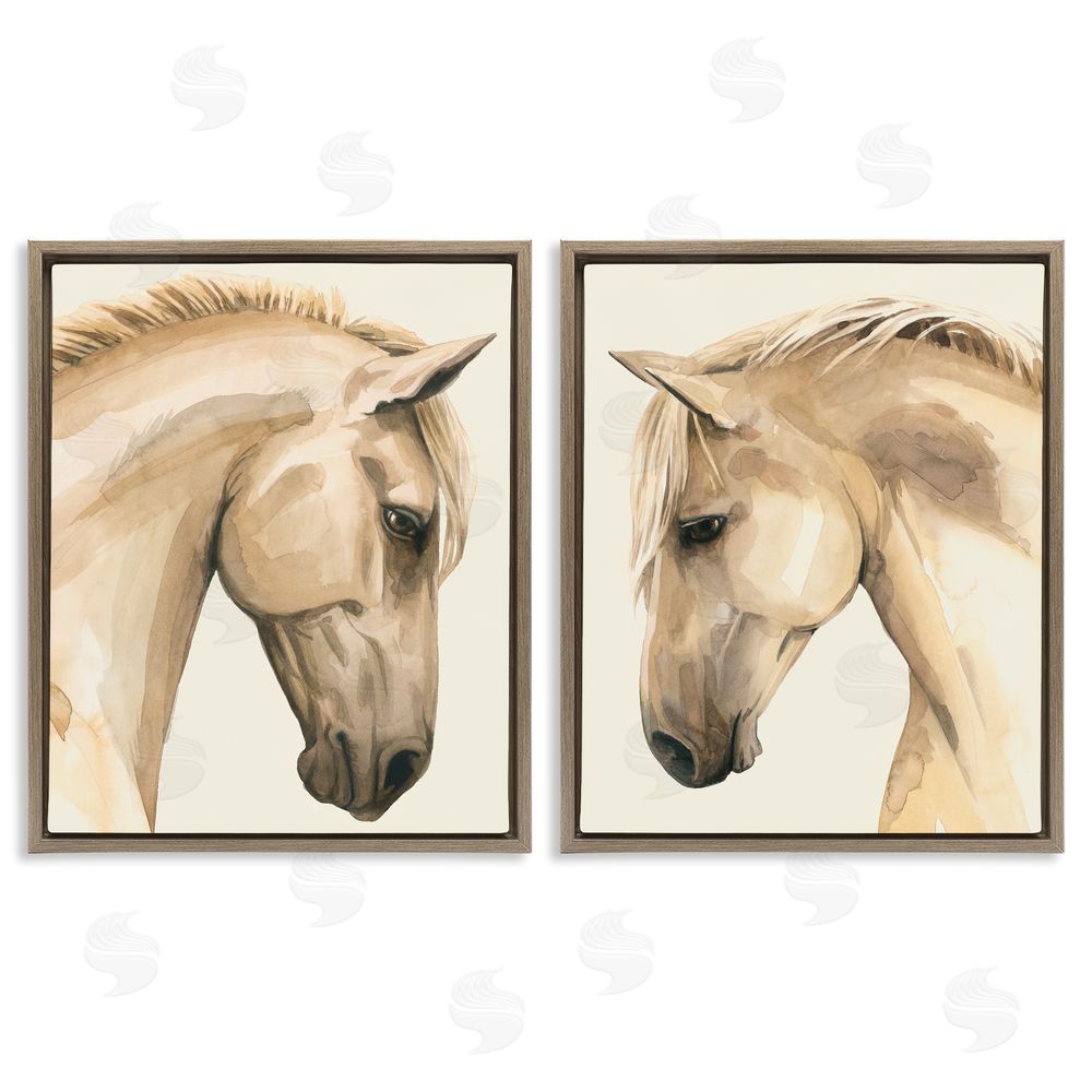 Grace Popp Stoic Farm Horse Portrait Brown Floating Frame Canvas Wall Art Print