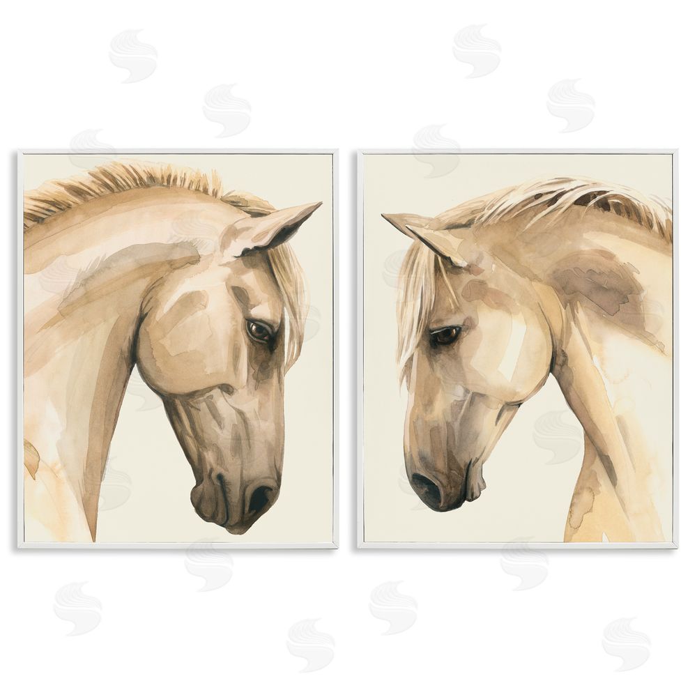 Grace Popp Stoic Farm Horse Portrait White Framed Giclee Wall Art Print