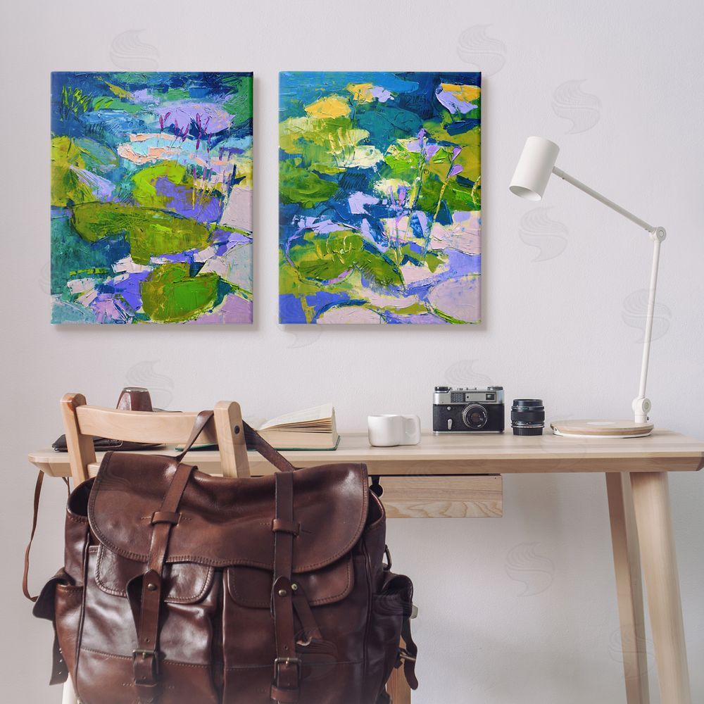 Dorothy Fagan Floating Lotus Blossom Pond Canvas Wall Art Print in Room