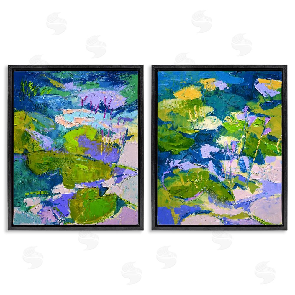 Dorothy Fagan Floating Lotus Blossom Pond Black Floating Frame Canvas Wall Art Print