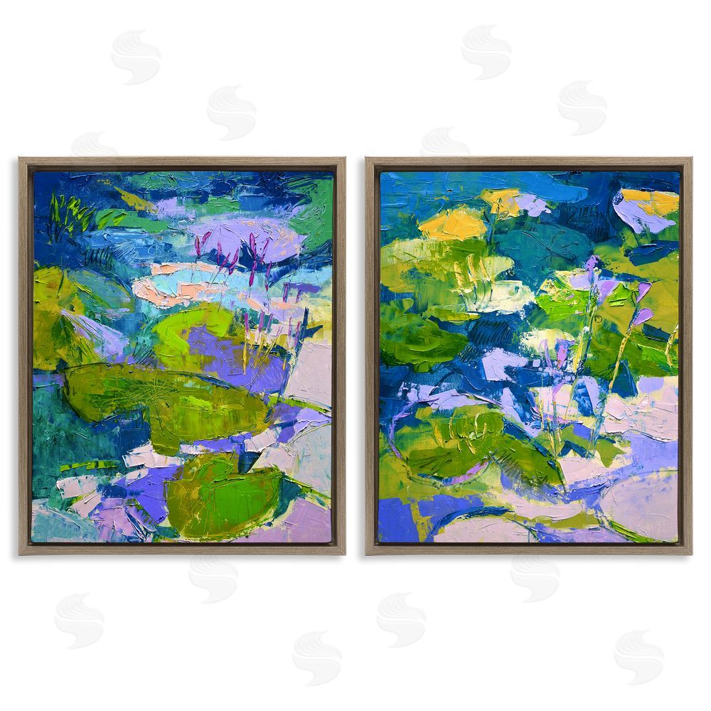 Dorothy Fagan Floating Lotus Blossom Pond Brown Floating Frame Canvas Wall Art Print