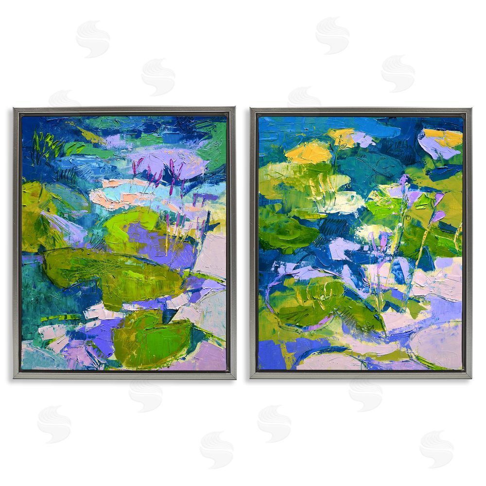 Dorothy Fagan Floating Lotus Blossom Pond Gray Floating Frame Canvas Wall Art Print