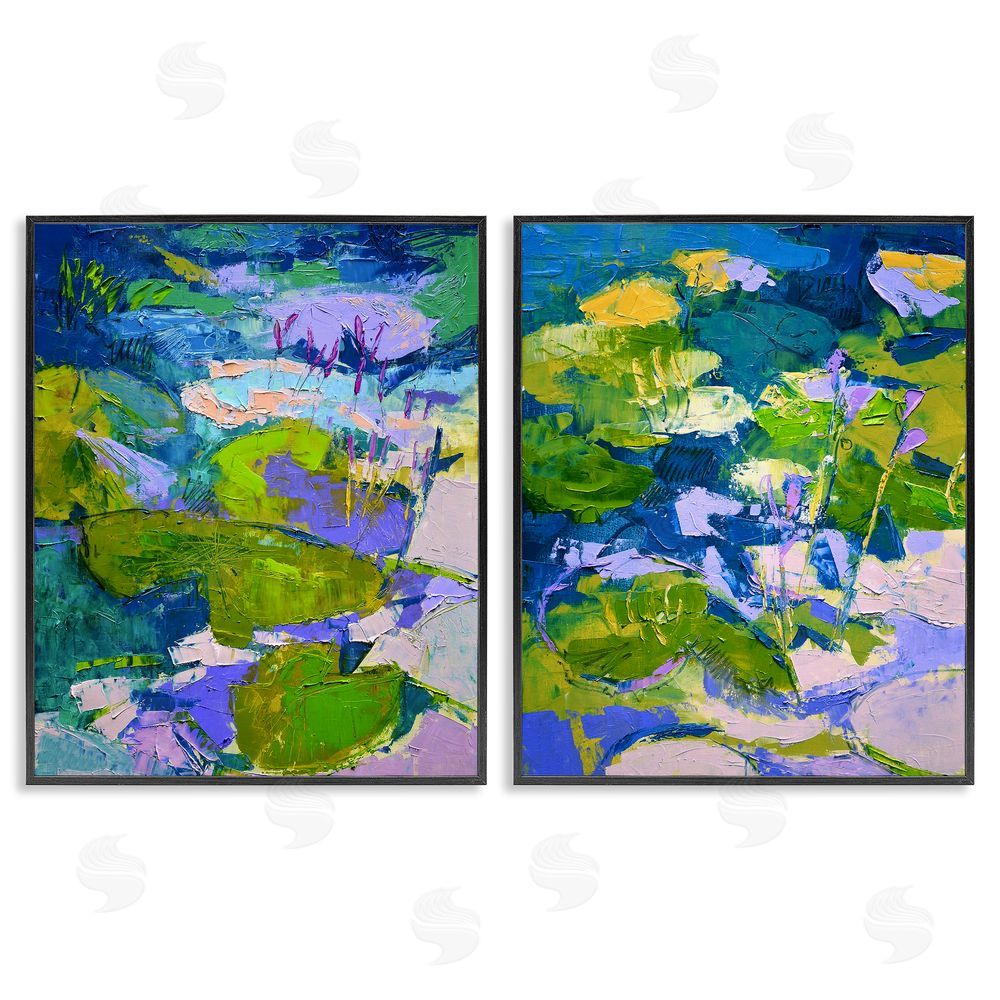 Dorothy Fagan Floating Lotus Blossom Pond Black Framed Giclee Wall Art Print