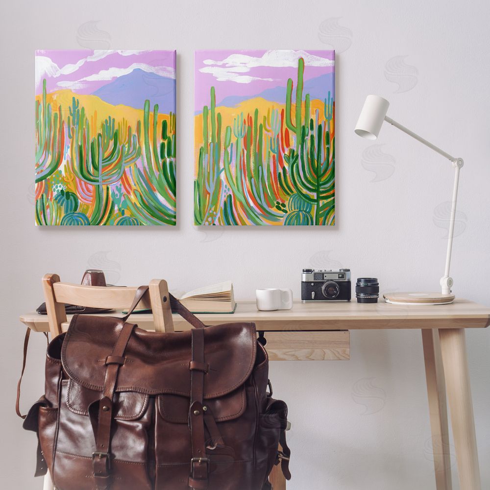 Laura Marr Contemporary Cactus Desert Sky Canvas Wall Art Print in Room