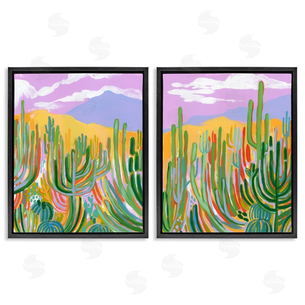Laura Marr Contemporary Cactus Desert Sky Black Floating Frame Canvas Wall Art Print