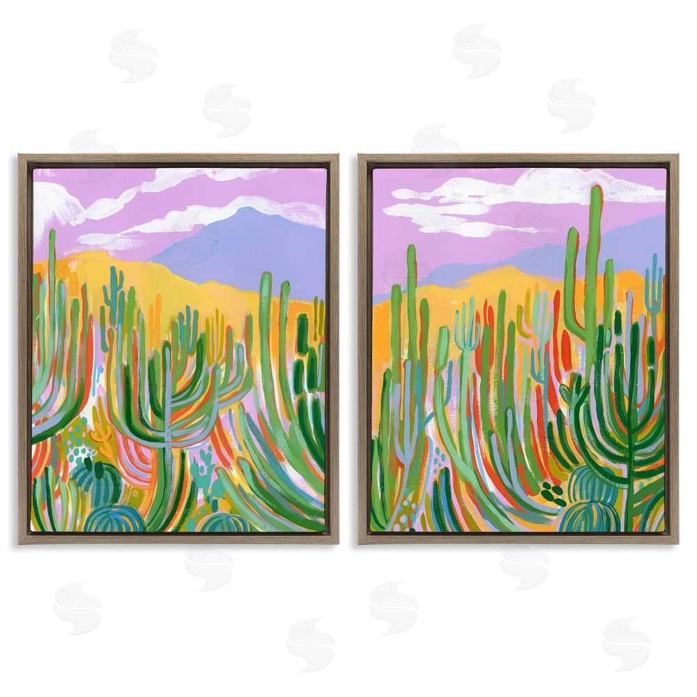 Laura Marr Contemporary Cactus Desert Sky Brown Floating Frame Canvas Wall Art Print