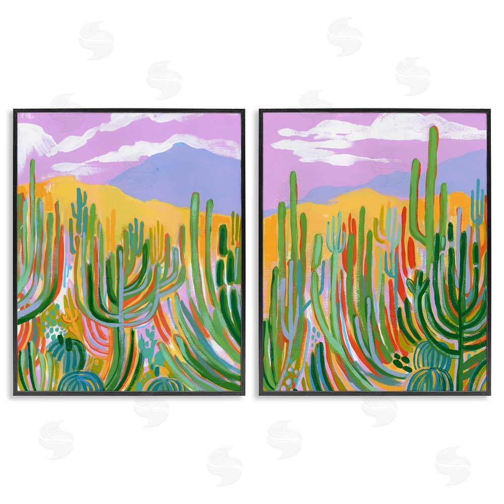 Laura Marr Contemporary Cactus Desert Sky Black Framed Giclee Wall Art Print