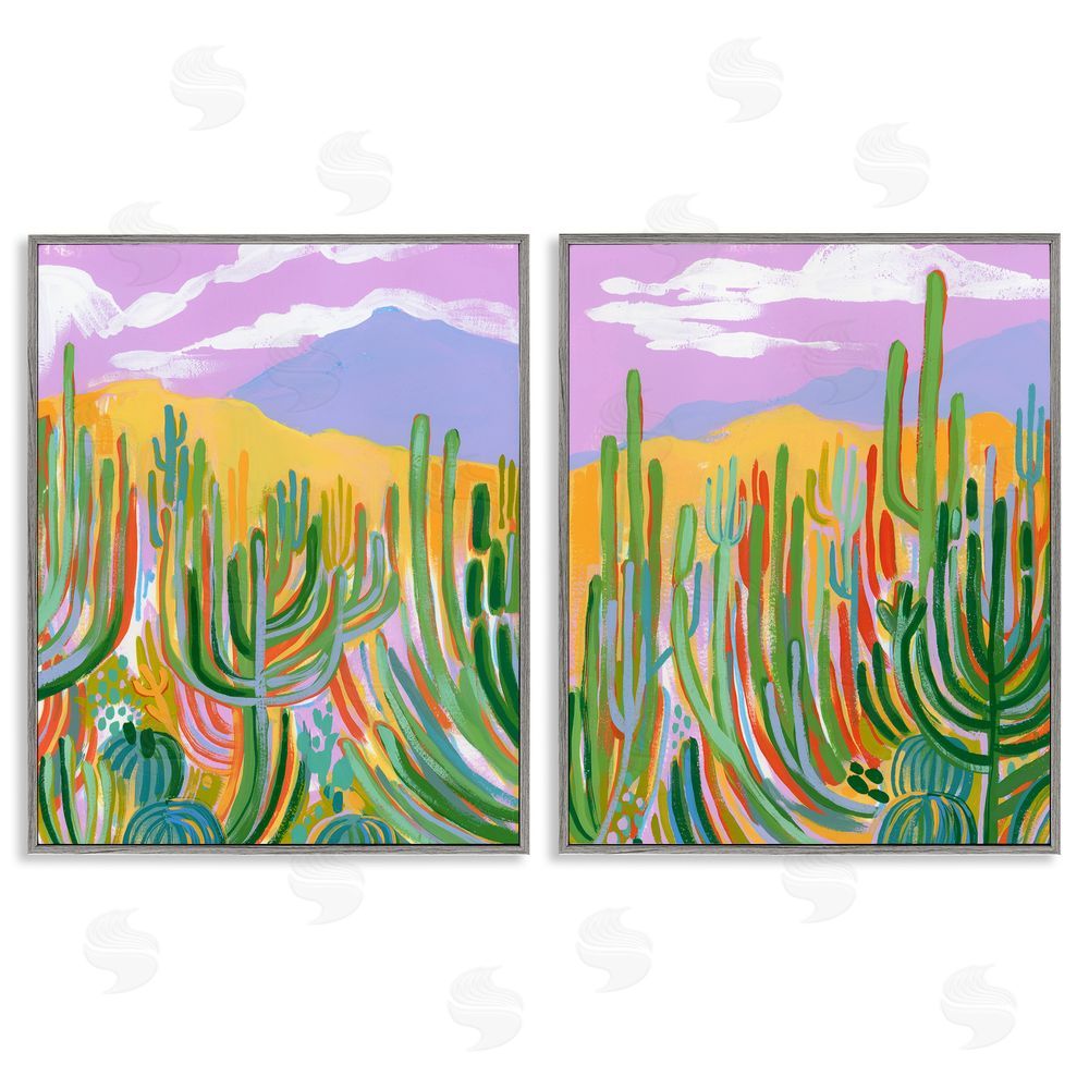 Laura Marr Contemporary Cactus Desert Sky Gray Framed Giclee Wall Art Print