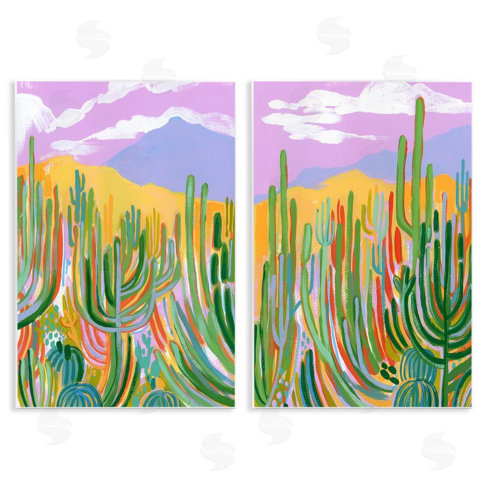 Laura Marr Contemporary Cactus Desert Sky Wooden Wall Plaque Art Print