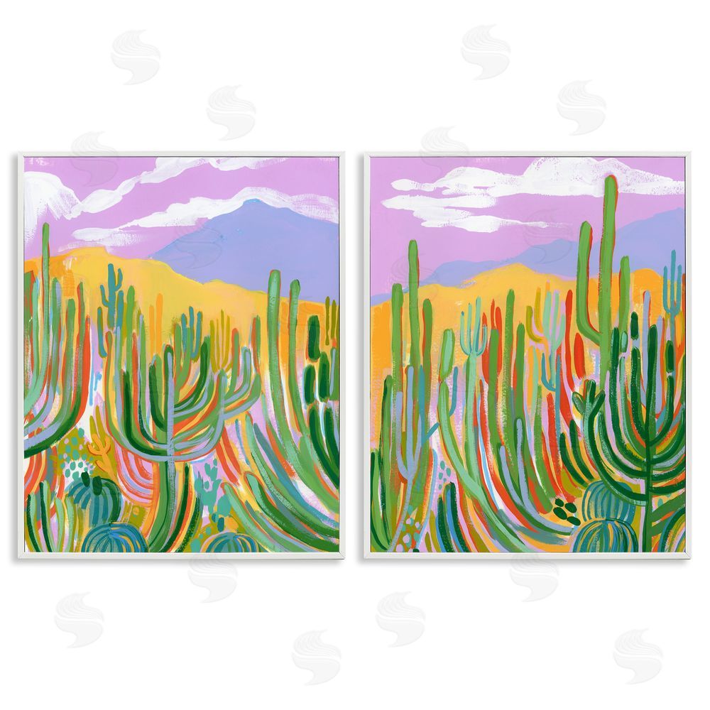Laura Marr Contemporary Cactus Desert Sky White Framed Giclee Wall Art Print