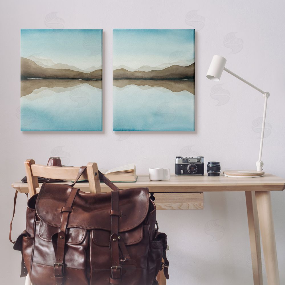 Grace Popp Mountain Range Water Reflection Canvas Wall Art Print in Room