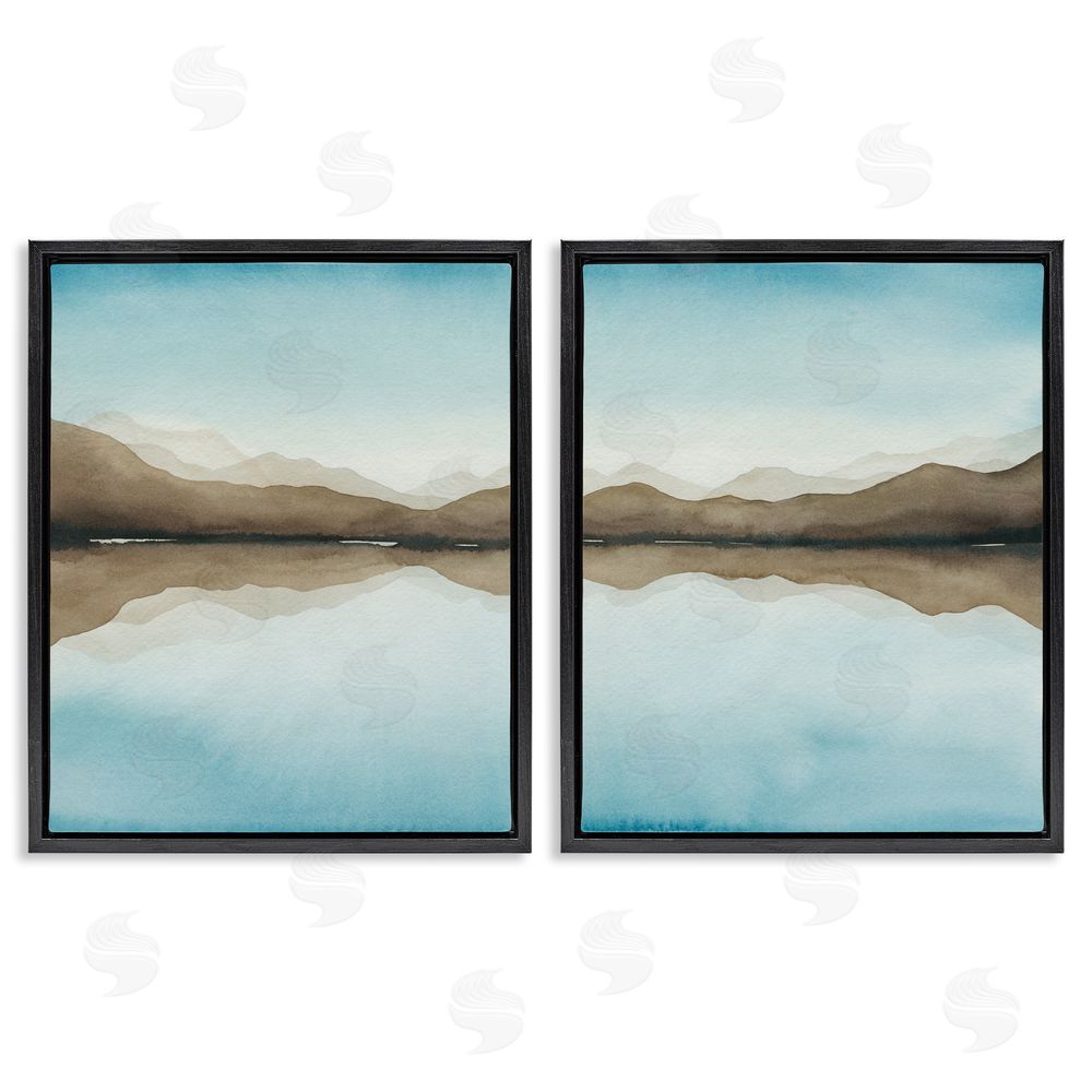 Grace Popp Mountain Range Water Reflection Black Floating Frame Canvas Wall Art Print