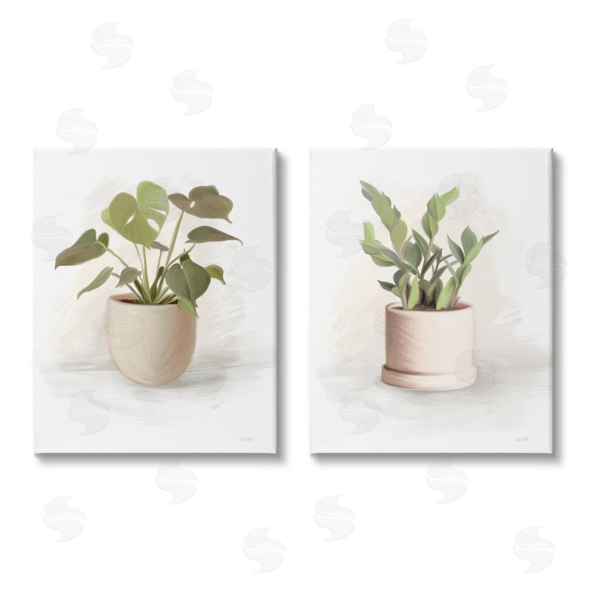 House Fenway Simple Cottage Potted Plants Canvas Wall Art Print