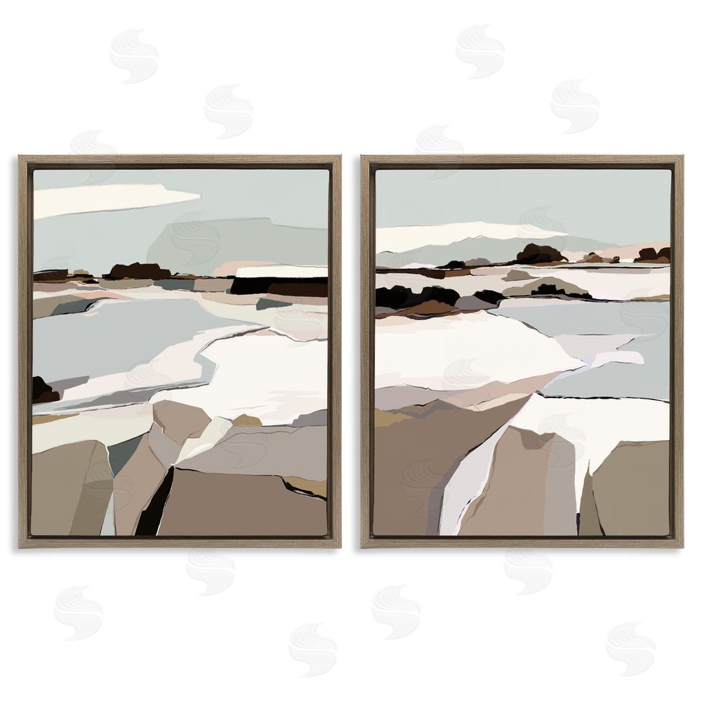 Nikita Jariwala Abstract Swedish Landscape Shapes Brown Floating Frame Canvas Wall Art Print