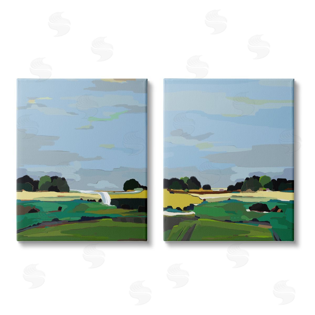 Nikita Jariwala Rural Abstract Grassland Landscape Canvas Wall Art Print