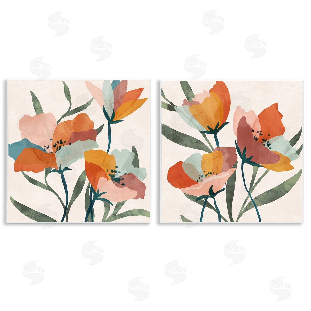 Summer Bouquet Modern Abstract Wood Plaque Wall Art, Home Decor by Nina Blue
