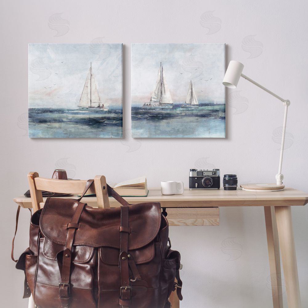 Nina Blue Blue Sailing Ocean Scene Canvas Wall Art Print in Room