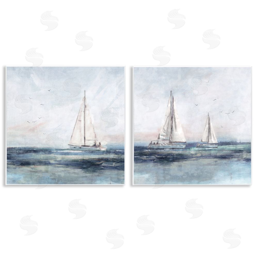 Nina Blue Blue Sailing Ocean Scene Wooden Wall Plaque Art Print