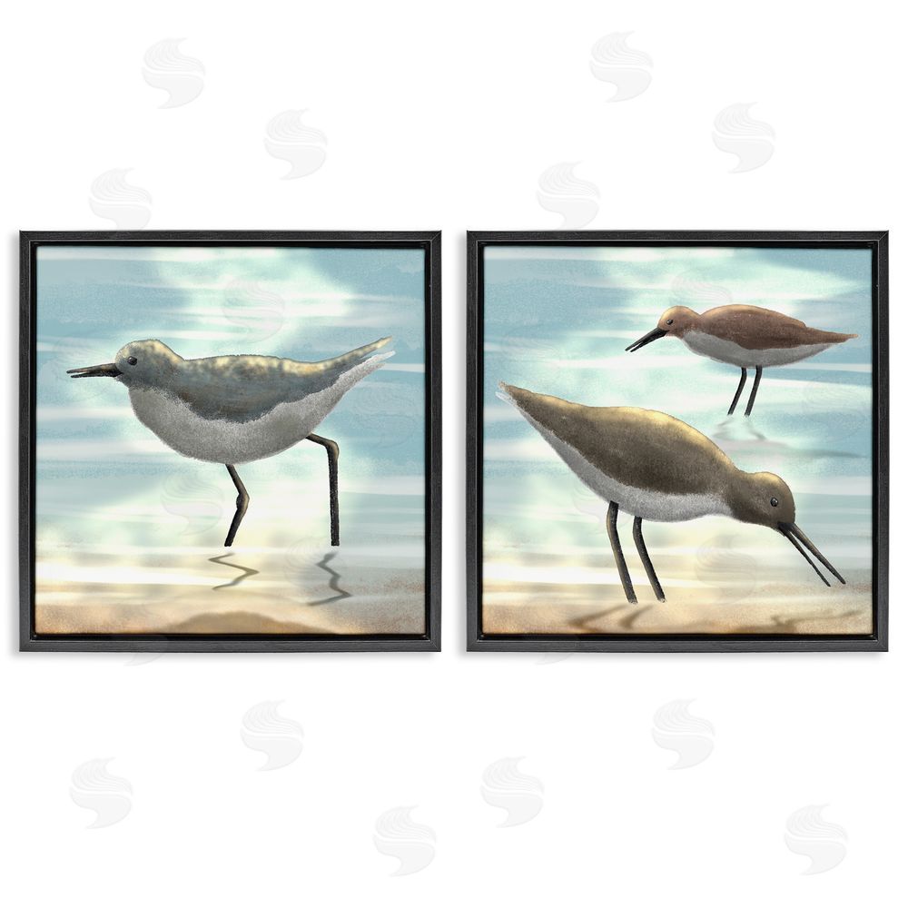 Marcus Prime Dawning Friends Sandpiper Coast Black Floating Frame Canvas Wall Art Print