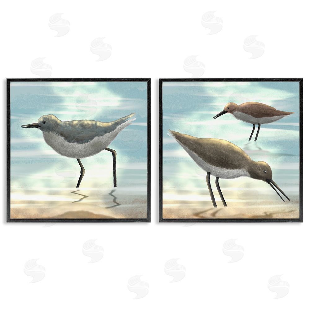 Marcus Prime Dawning Friends Sandpiper Coast Black Framed Giclee Wall Art Print