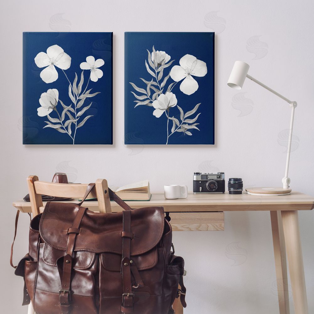 Kourtni Gunn Bold White Anemone Sprigs Canvas Wall Art Print in Room