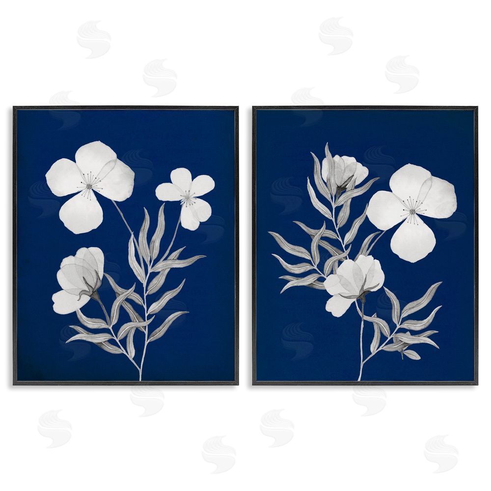 Kourtni Gunn Bold White Anemone Sprigs Black Framed Giclee Wall Art Print