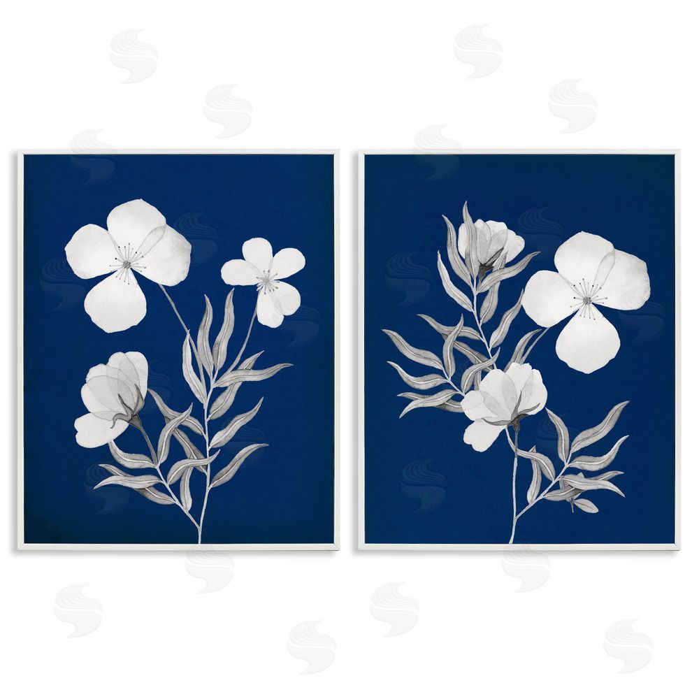 Kourtni Gunn Bold White Anemone Sprigs White Framed Giclee Wall Art Print