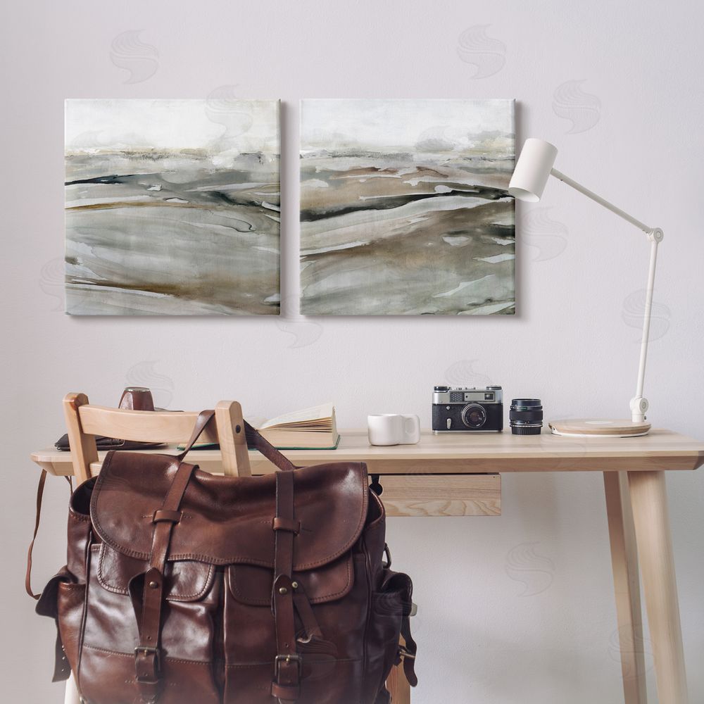 Carol Robinson Abstract Brown Landscape Composition Canvas Wall Art Print in Room