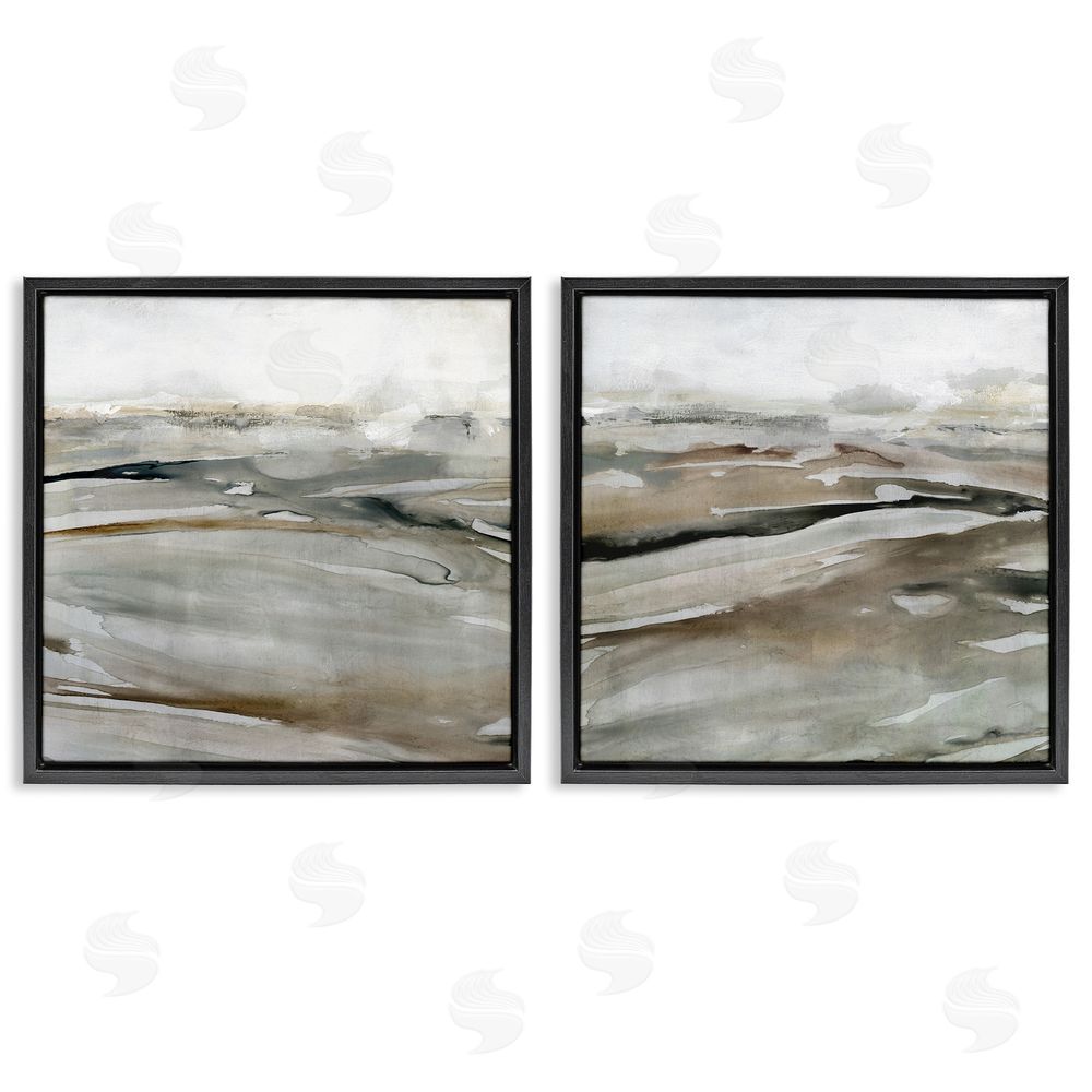 Carol Robinson Abstract Brown Landscape Composition Black Floating Frame Canvas Wall Art Print