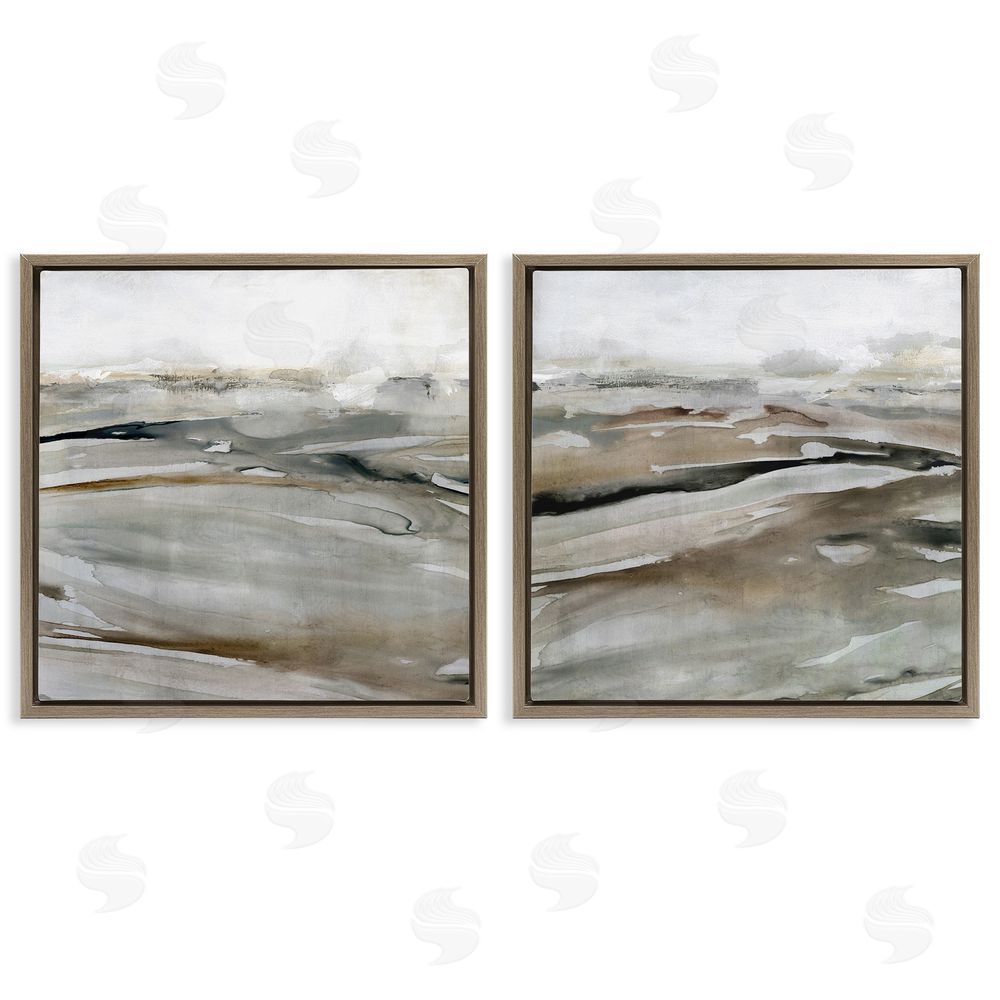 Carol Robinson Abstract Brown Landscape Composition Brown Floating Frame Canvas Wall Art Print