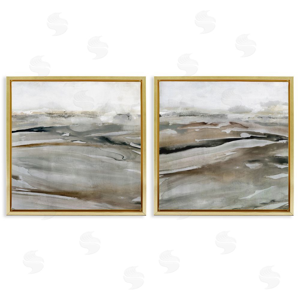 Carol Robinson Abstract Brown Landscape Composition Gold Floating Frame Canvas Wall Art Print