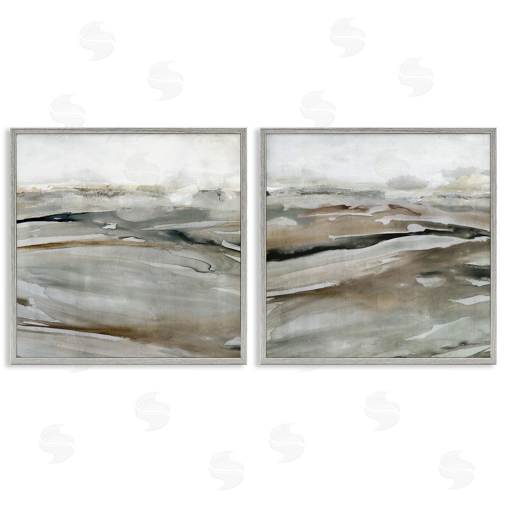 Carol Robinson Abstract Brown Landscape Composition Gray Framed Giclee Wall Art Print