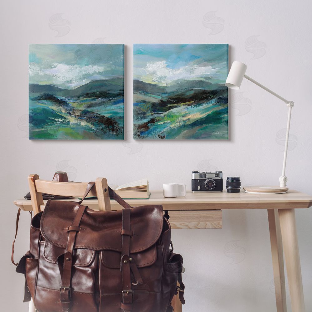 Silvia Vassileva Modern Mountain Horizon Scene  Canvas Wall Art Print in Room