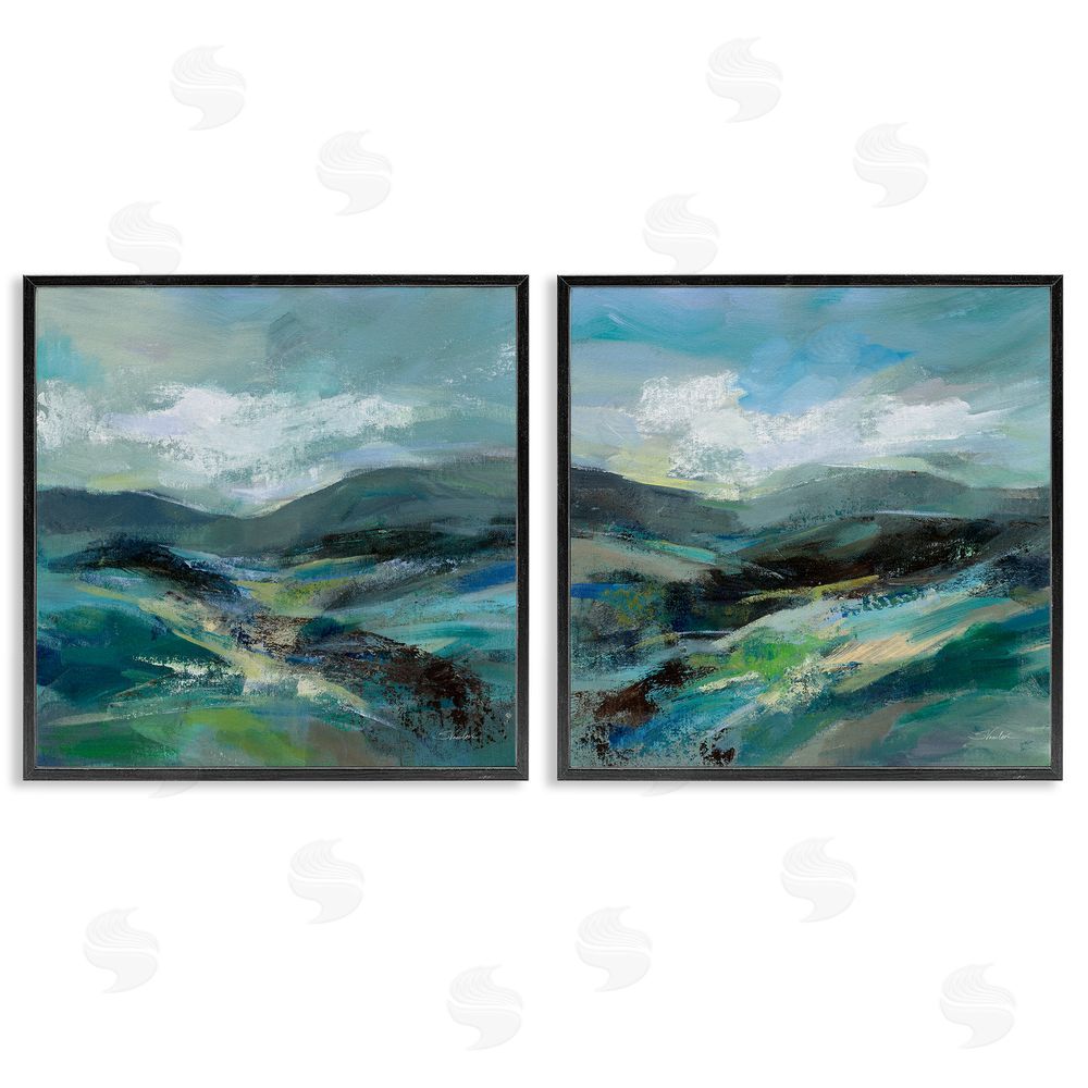 Silvia Vassileva Modern Mountain Horizon Scene  Black Framed Giclee Wall Art Print